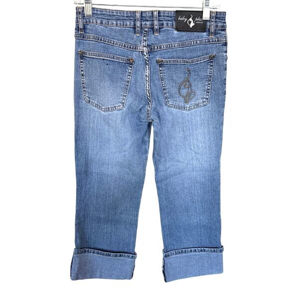 Baby Phat Y2K Cuffed Medium Wash Jeans 2000s McBling Jersey Shore EUC Womens 3 - Picture 6 of 12
